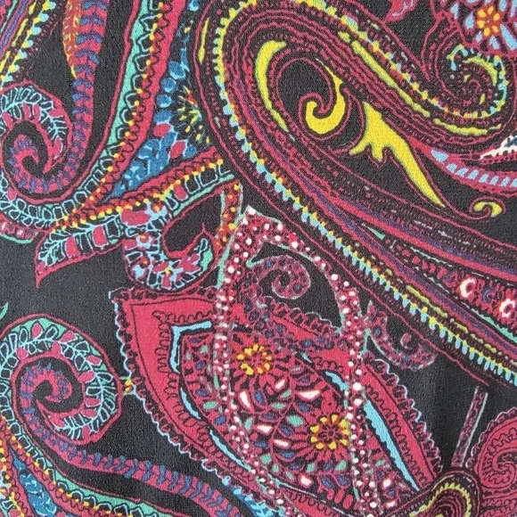 Jaclyn Smith Skirt Set Burgandy Wrap Top & Black Paisley Skirt Size Large EUC - Picture 8 of 15